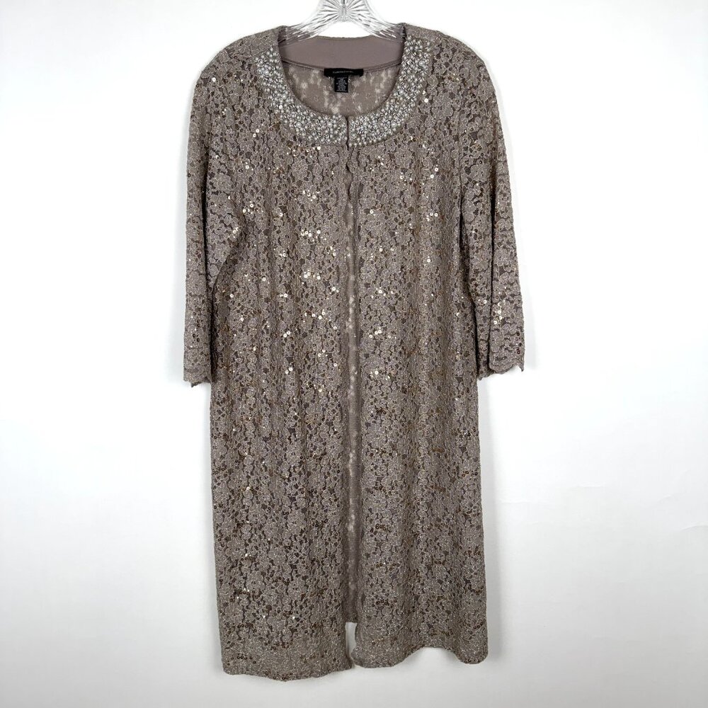 R & M Richards Lace Pantsuit with Jeweled Neckline (David's Bridal). Taupe color - Picture 5 of 8